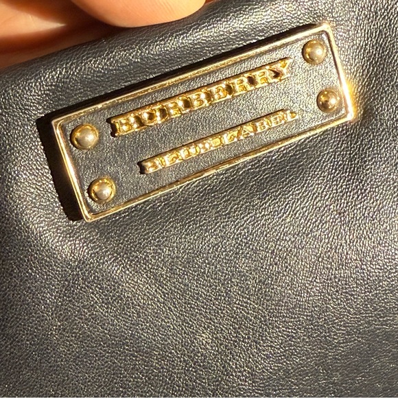 Authentic Burberry Vintage Navy Blue Leather Boston Bag - Classic Check Interior - Picture 10 of 11